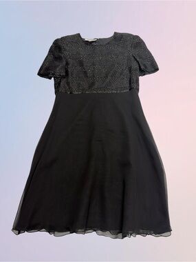 TALBOTS Women’s 4P Black Beaded Top Silk Dress